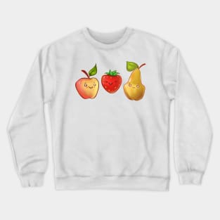 color illustration with cute fruit and berry. pear, apple and strawberry Crewneck Sweatshirt